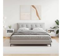 Tables de chevet 2 pcs blanc 40x35x47,5 cm avec séparateur et tiroir, en plastique à base de bois durable, pieds en métal pour plus de stabilité et style moderne.