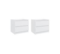 Vidaxl Tables De Chevet 2 Pcs Blanc 50x39x43,5 Cm Aggloméré Blanc