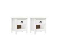 Tables de chevet 2 pcs Hill 46x35x49,5 cm Bois de pin solide Blanc G