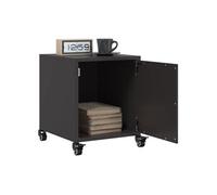 vidaXL Tables de chevet 2 pièces – Acier Noir 36×39×43,5 cm – Support téléphone