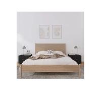 vidaXL Tables de chevet 2 pcs Noir 40x34x35 cm Bois de pin massif818294 Noir G