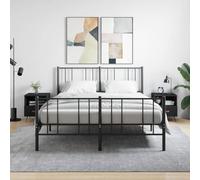 Tables de chevet 2 pcs noir 40x35x47,5 cm avec tiroir et séparateur, en plastique durable à base de bois avec pieds en métal, idéal pour ranger des livres et des décorations.
