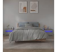 vidaXL 2X Tables de Chevet avec LED Tables de Nuit Armoires de Chevet Armoires de Lit Meubles de Chambre Maison Sonoma Gris 60x35x40 cm