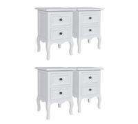 Tables De Chevet 4 Pcs Avec 2 Tiroirs Mdf Blanc Blanc