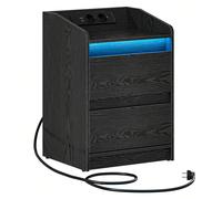 Tables de Chevet avec lumières LED, Station de Chargement et 2 tiroirs, Table d'appoint avec Ports USB et Prises électriques, idéale pour Le Salon et la Chambre à Coucher À propos de cet article1.[Écl