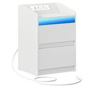 Tables de Chevet avec lumières LED, Station de Chargement et 2 tiroirs, Table d'appoint avec Ports USB et Prises électriques, idéale pour Le Salon et la Chambre à Coucher À propos de cet article1.[Écl