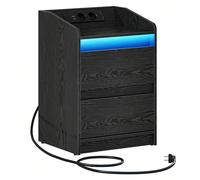 Tables de Chevet avec lumières LED, Station de Chargement et 2 tiroirs, Table d'appoint avec Ports USB et Prises électriques, idéale pour Le Salon et la Chambre à Coucher À propos de cet article1.[Écl