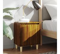 Tables de Chevet avec Pieds en Bois Armoires de Lit 2 pcs Chêne Marron vidaXL