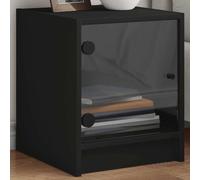 Tables de chevet avec portes en verre 2 pcs. noir 35x37x42 cm