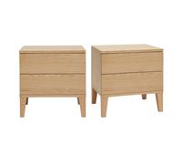 Tables de chevet avec rangements 2 tiroirs scandinave bois clair chêne (lot de 2) FREDDY