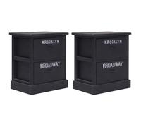 Tables de chevet en bois de Paulownia - vidaXL - Noir - 38x28x45 cm - 2 tiroirs - Lot de 2 - Durable - Facile à nettoyer