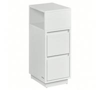 Tables De Chevet Étroite, Lot De 2, Tables D'appoint Avec 2 Tiroirs Et Compartiment Ouvert, Montage À Gauche Ou À Droite, Blanc Nuage Blanc