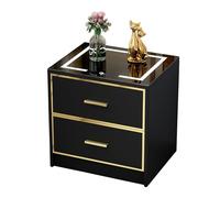Tables de Chevet Fines,Haute avec Bandes Lumineuses LED,Station de Charge,tiroirs et étagère de Rangement,élégante pour Chambre et Salon,Touches Noires et dorées