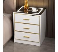 Tables de Chevet Fines,Haute avec Bandes Lumineuses LED,Station de Charge,tiroirs et étagère de Rangement,élégante pour Chambre et Salon,Touches Noires et dorées