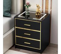 Tables de Chevet Fines,Haute avec Bandes Lumineuses LED,Station de Charge,tiroirs et étagère de Rangement,élégante pour Chambre et Salon,Touches Noires et dorées
