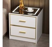 Tables de Chevet Fines,Haute avec Bandes Lumineuses LED,Station de Charge,tiroirs et étagère de Rangement,élégante pour Chambre et Salon,Touches Noires et dorées