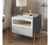 Tables de Chevet Fines,Moderne en Faux marbre avec 2 tiroirs et Pieds en métal doré,Table de Chevet élégante avec Rangement pour Salon/Chambre,Table d'appoint à Cadre Bois Massif (16x16x20 Pouces)
