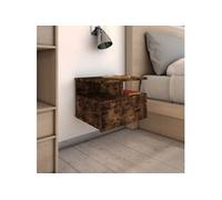 Tables de chevet flottantes 2 pcs Chêne fumé Bois d'ingénierie