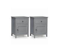 Helloshop26 Lot de 2 Tables de Chevet 48 x 38 x 63,5 cm avec tiroir Coulissant Design Moderne en MDF Gris 20_0012502
