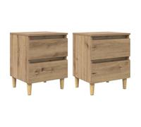 Tables de chevet - HELLOSHOP26 - Rustiques élégants - Lot de 2 - 1 tiroir coulissant - Beige chêne