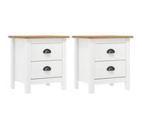 Tables de chevet Hill 2 pcs Blanc 46x35x49,5 cm Bois pin solide blanc et marron miel G