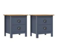 Tables de chevet Hill 2 pcs Gris 46x35x49,5 cm Bois de pin gris et marron miel G