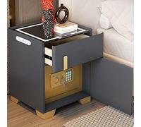 Tables de Chevet, Lot de 2, Moderne de Nuit Design Simple Nuit en Bois, pour Adulte, Lit en Bois, moderne du milieu du siècle rangement, éclairage LED Petits Espaces, Salon, Chambre(Dark Gray-B)