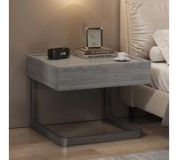 Tables de Chevet - Meuble en Bois Massif+Cadre en Acier épais Structure Stable - Chevet de Lit avec Tiroir de Rangement Dissimulé Plateau Surélevé de 1cm Coffre-Fort,B/Gray,L:50CM/20IN