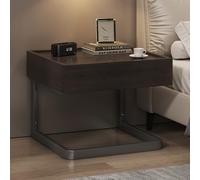 Tables de Chevet - Meuble en Bois Massif+Cadre en Acier épais Structure Stable - Chevet de Lit avec Tiroir de Rangement Dissimulé Plateau Surélevé de 1cm Coffre-Fort,A/Walnut,L:50CM/20IN