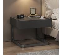 Tables de Chevet - Meuble en Bois Massif+Cadre en Acier épais Structure Stable - Chevet de Lit avec Tiroir de Rangement Dissimulé Plateau Surélevé de 1cm Coffre-Fort,A/Black,L:50CM/20IN