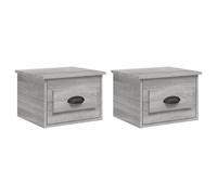 vidaXL Tables de chevet murales Sonoma Gris 2 pcs avec tiroir 41,5x36x28 cm