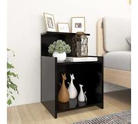 Tables de chevet noires 2 pièces avec 3 étagères, 40x35x60 cm, tables d'appoint solides avec un grand espace de rangement pour les livres et les petites choses, faciles à nettoyer avec un chiffon