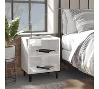 vidaXL Tables de chevet pieds en métal 2 pcs Blanc brillant 40x30x50cm