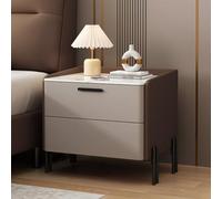 Tables De Chevet Simples en Bois, Table De Nuit Moderne À 2 Tiroirs, Meuble De Rangement Au Sol pour Chambre À Coucher Ou Salon(Brown,50cm)