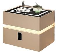 Tables de Chevet, Table d’extrémité de lit Flottante avec tiroir, Bureau de Chevet Moderne avec Station de Charge, Serrure à Combinaison, Haut-Parleur 3 lumières LED de Couleur, Table de Che