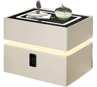 Tables de Chevet, Table d’extrémité de lit Flottante avec tiroir, Bureau de Chevet Moderne avec Station de Charge, Haut-Parleur de Serrure à Combinaison, 3 lumières LED de Couleur, Table de