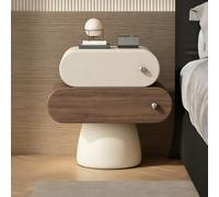 Tables De Chevet, Table De Chevet avec Tiroir Rotatif Et Pieds D'Armoire Cylindriques en Bois Massif, Coins Arrondis for Lampe De Bureau, Livres