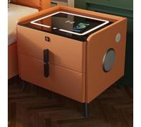 Tables de Chevet, Table de Chevet Intelligente à LED 3 lumières colorées avec Station de Charge et casier Multifonctionnel (Orange, 15,75 * 15,75 * 18,11 Pouces)