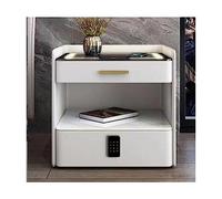 Tables de Chevet Table de Chevet Table de Chevet 2 Tiroirs en Bois Massif Station de Recharge sans Fil Table de Chevet Mot de Passe Lumières LED Table de Chevet en Cuir Table d'appoint