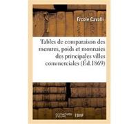 Tables de comparaison des mesures, poids et monnaies des principales villes commerciales Ercole Cavalli (Auteur)
