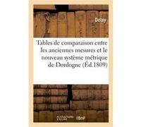 Tables de comparaison entre les anciennes mesures du département de la Dordogne Delay (Auteur)