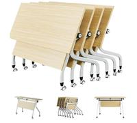 Tables de conférence pliantes avec roulettes 140 x 60 x 74,9 cm - Table de séminaire moderne avec table de réception en bois pour bureau et événements