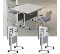 Tables de conférence Pliantes Modernes - Lot de 2 Tables de Formation Mobiles Blanches de 120 cm pour salles de réunion, séminaires, salles de Conseil et salles de Classe