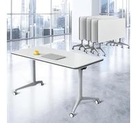 Tables de conférence Tables De Salle De Conférence Pliables De 47,2"/55", Table De Réunion Mobile À Plateau Rabattable Avec Roues Silencieuses, Bureau D'ordinateur Exécutif De 25 Mm(4pcs,120cm/47.2in)