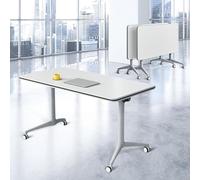 Tables de conférence Tables De Salle De Conférence Pliables De 47,2"/55", Table De Réunion Mobile À Plateau Rabattable Avec Roues Silencieuses, Bureau D'ordinateur Exécutif De 25 Mm(2pcs,120cm/47.2in)