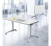 Tables de conférence Tables De Salle De Conférence Pliables De 47,2"/55", Table De Réunion Mobile À Plateau Rabattable Avec Roues Silencieuses, Bureau D'ordinateur Exécutif De 25 Mm(1pcs,120cm/47.2in)