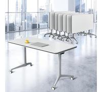 Tables de conférence Tables De Salle De Conférence Pliables De 47,2"/55", Table De Réunion Mobile À Plateau Rabattable Avec Roues Silencieuses, Bureau D'ordinateur Exécutif De 25 Mm(6pcs,120cm/47.2in)