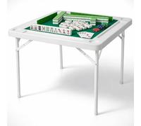 Tables de domino carrées pliables pour adultes, table de jeu carrée de 89,9 cm avec feutre vert, table de poker de mahjong professionnelle, plateaux à frites et 4 porte-gobelets, tables de dominos