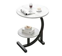 Tables de Lit D'aide à L'autonomie Rangement Double Couche Table D'appoint pour Canapé Structure en Métal Étagère Ronde pour Plantes de Balcon pour Chambre Magasin Appartement(White)