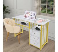 Tables de manucure Caractéristiques principalesDurable : Fabriqué en panneaux de particules et en acier plaqué, ce produit est résistant aux chocs, à la rouille et à l'usure, garantissant une utilisat